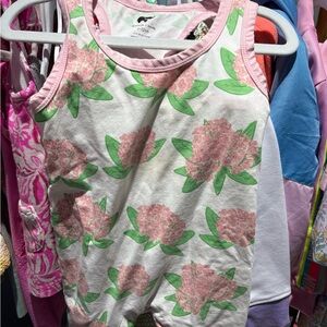 Floral Pink and Green Kids Tank Top